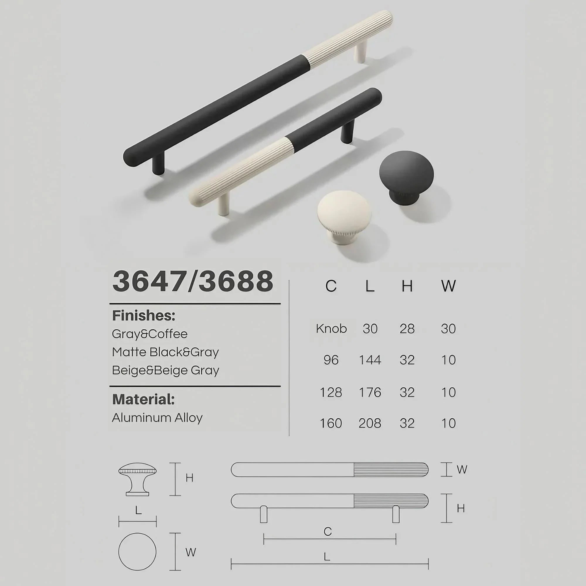 Two-Tone Cabinet Handles Drawer Pulls