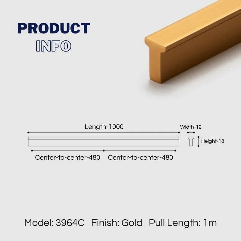 Extended Cupboard Door Handles Solid Space Aluminum Alloy Pulls