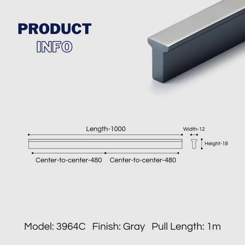 Extended Cupboard Door Handles Solid Space Aluminum Alloy Pulls