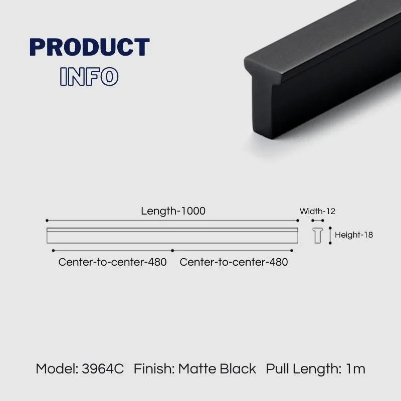Extended Cupboard Door Handles Solid Space Aluminum Alloy Pulls