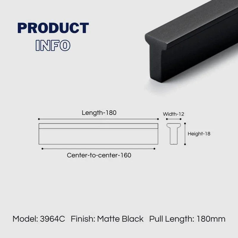 Extended Cupboard Door Handles Solid Space Aluminum Alloy Pulls