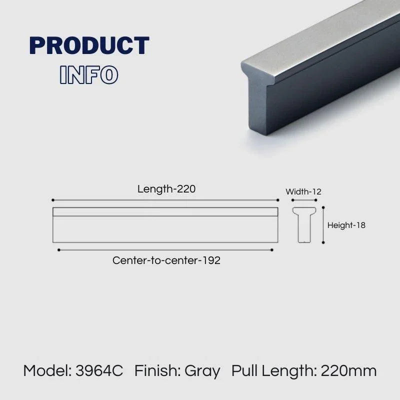 Extended Cupboard Door Handles Solid Space Aluminum Alloy Pulls