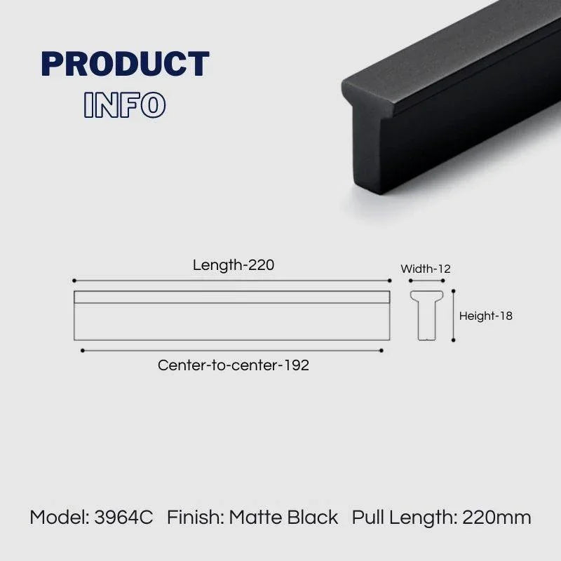 Extended Cupboard Door Handles Solid Space Aluminum Alloy Pulls