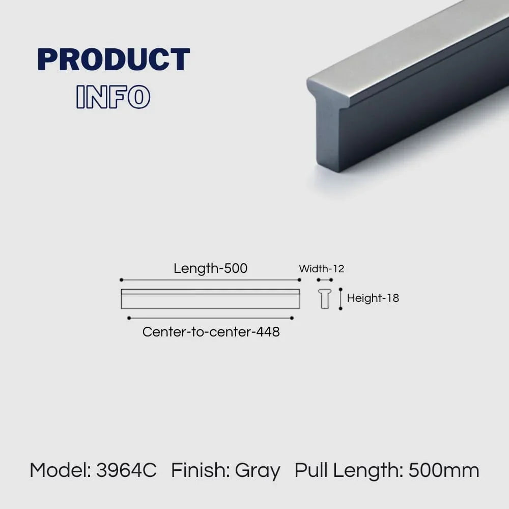 Extended Cupboard Door Handles Solid Space Aluminum Alloy Pulls
