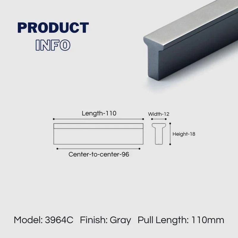 Extended Cupboard Door Handles Solid Space Aluminum Alloy Pulls