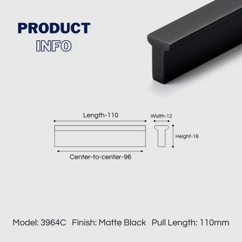 Extended Cupboard Door Handles Solid Space Aluminum Alloy Pulls