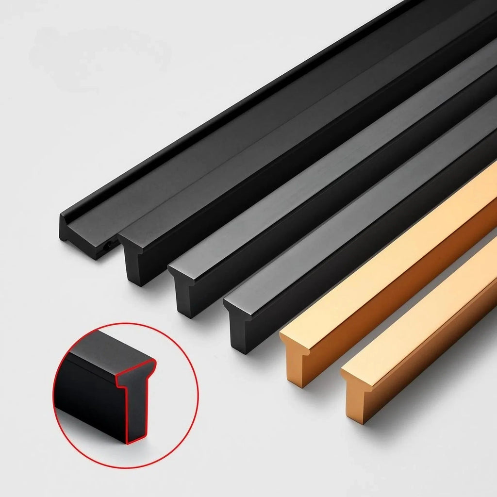 Extended Cupboard Door Handles Solid Space Aluminum Alloy Pulls