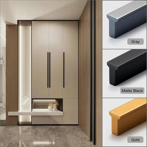 Extended Cupboard Door Handles Solid Space Aluminum Alloy Pulls