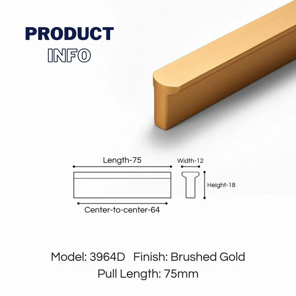 T-shaped Rounded Corner Long Cabinet Pulls