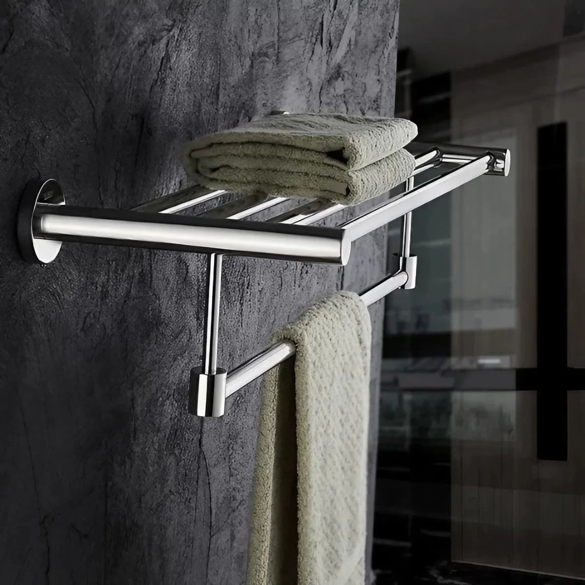 Wall-Mounted Stainless Steel Towel Rack Bathroom