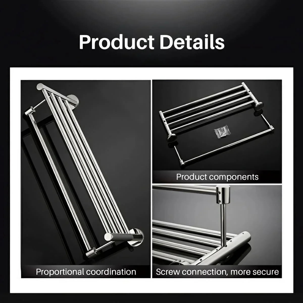 Wall-Mounted Stainless Steel Towel Rack Bathroom