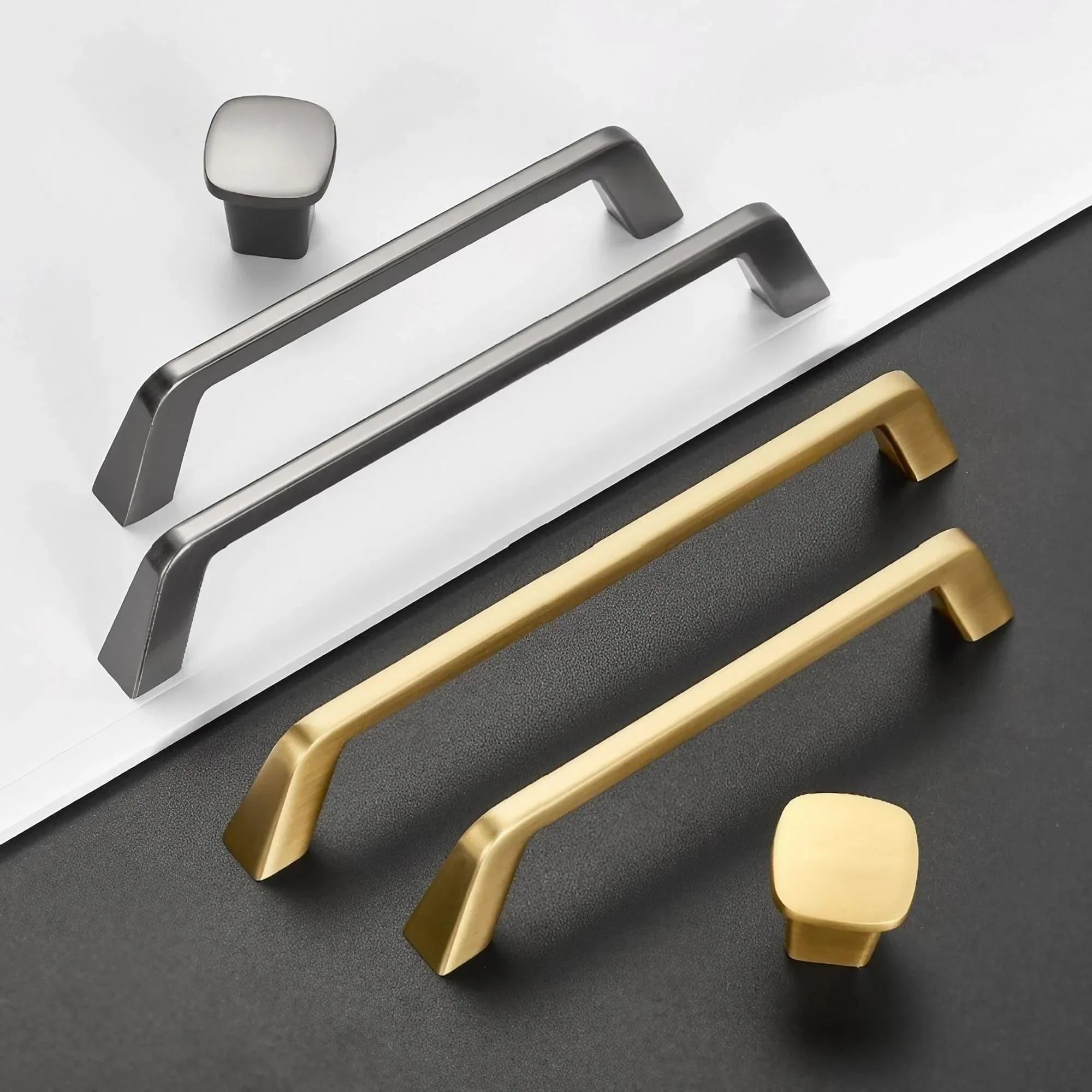 Unique Brushed Nickel Cabinet Pulls Square Drawer Knobs