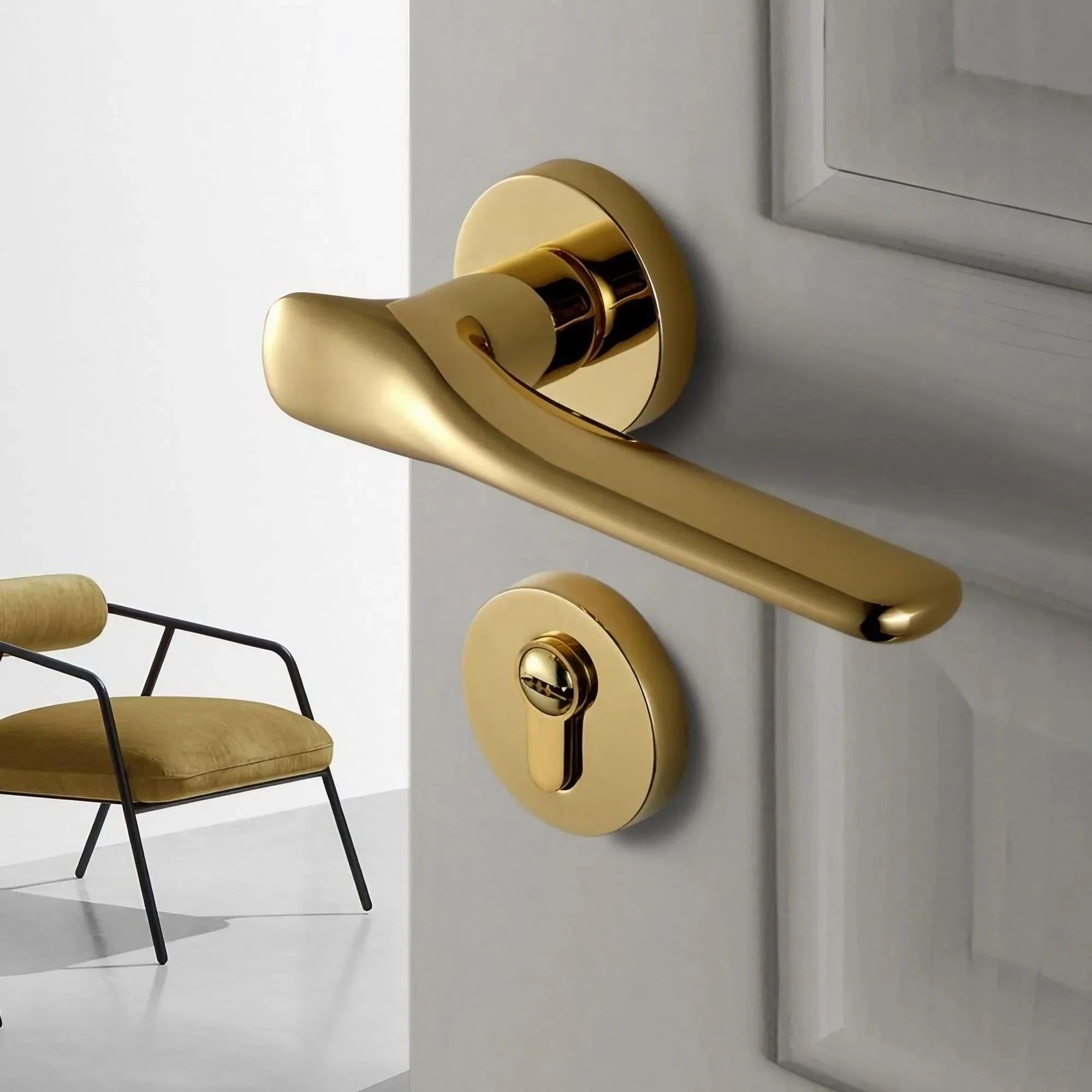 Modern Silent Bedroom Door Handles with Lock