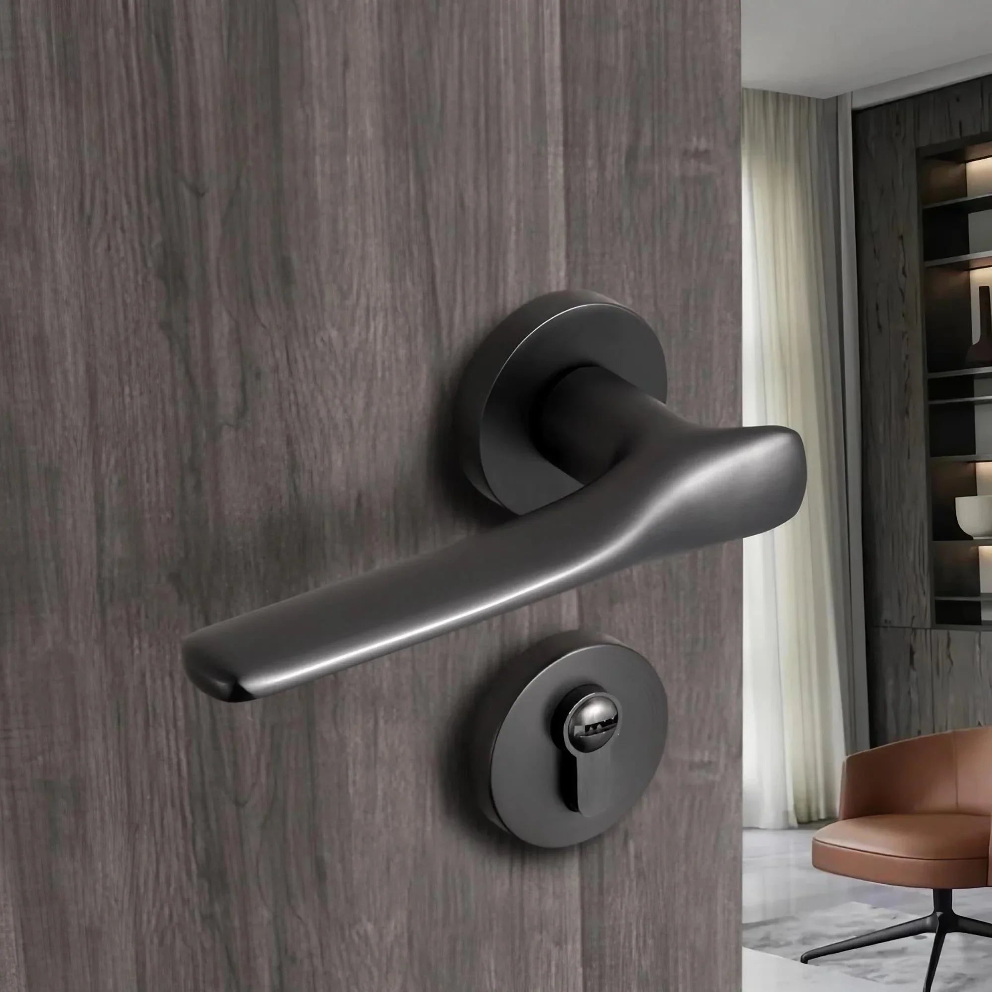 Modern Silent Bedroom Door Handles with Lock