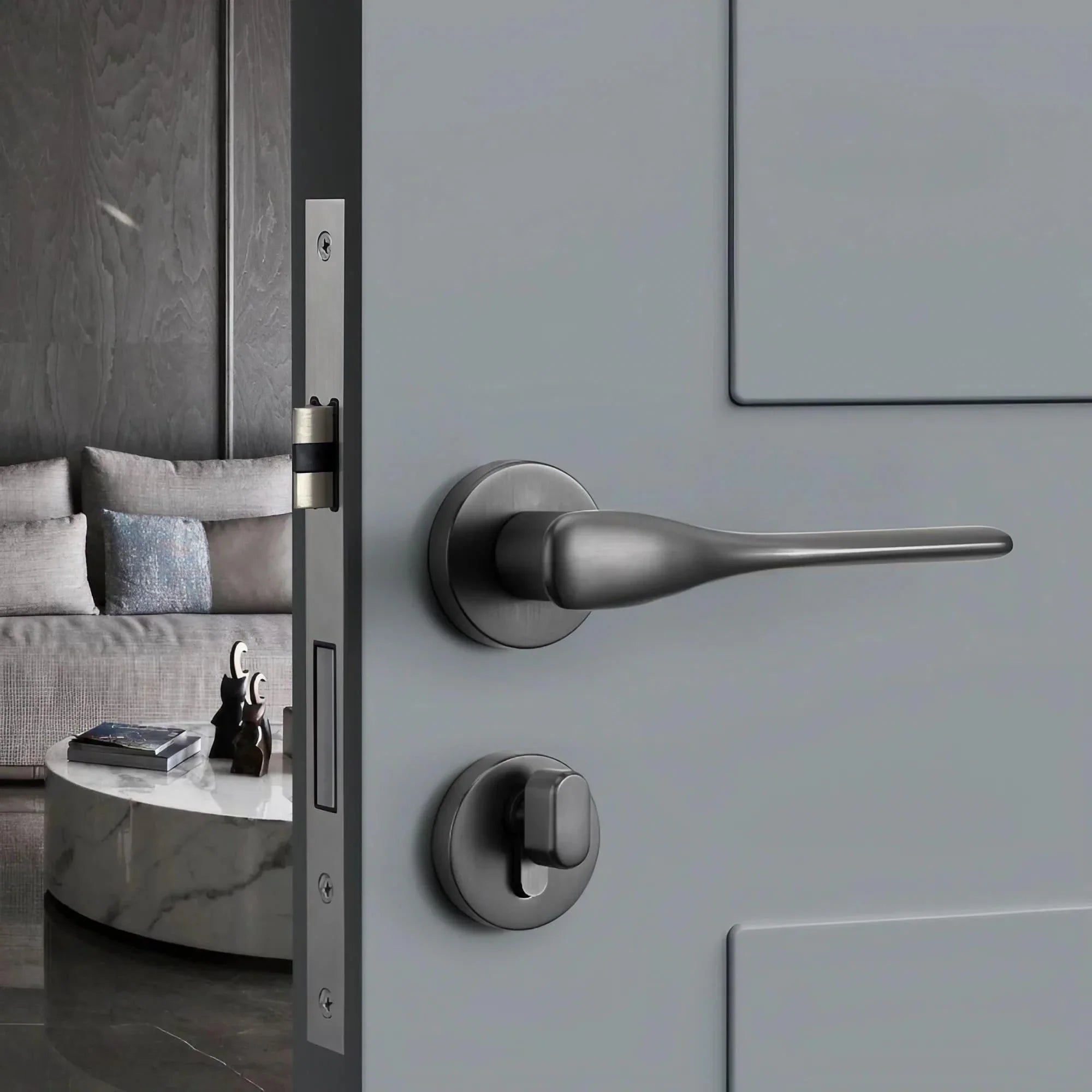 Modern Silent Bedroom Door Handles with Lock