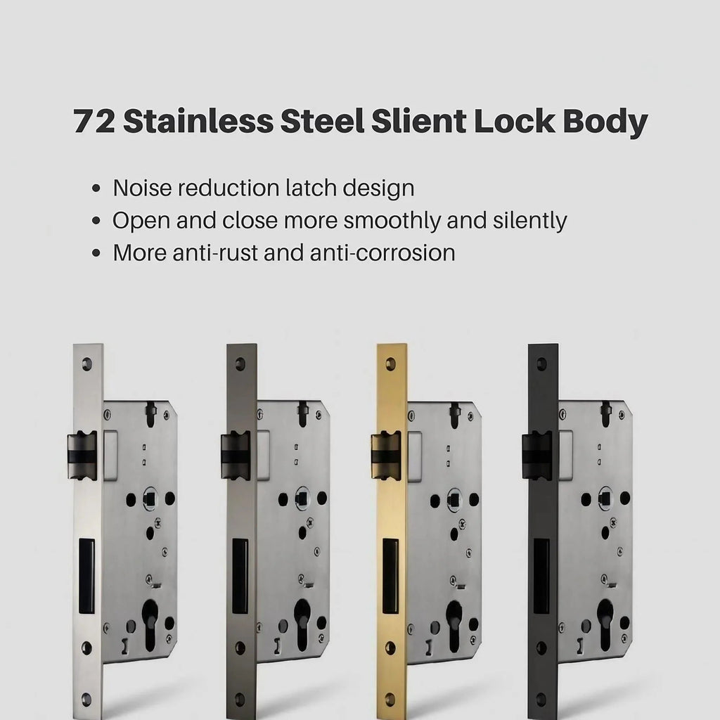 Modern Silent Bedroom Door Handles with Lock