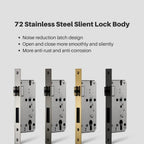 Modern Silent Bedroom Door Handles with Lock