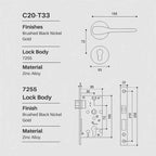 Modern Silent Bedroom Door Handles with Lock