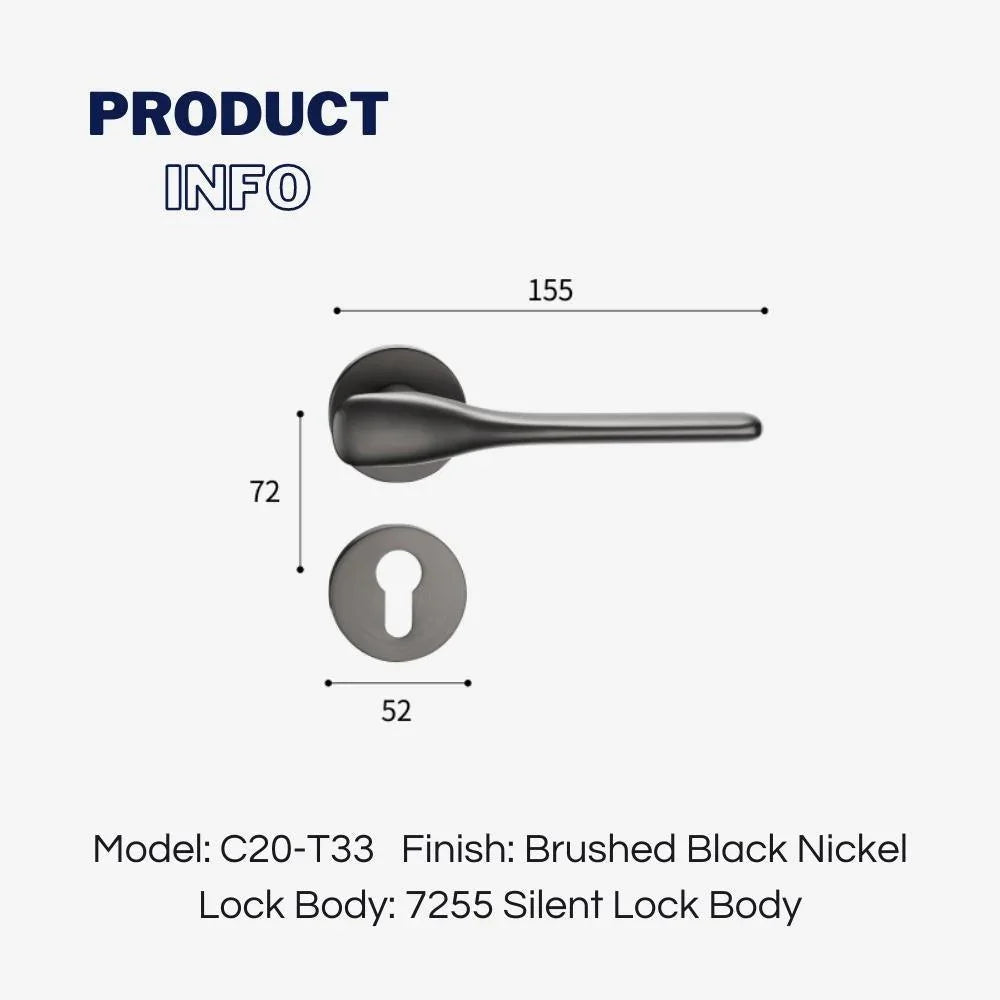 Modern Silent Bedroom Door Handles with Lock