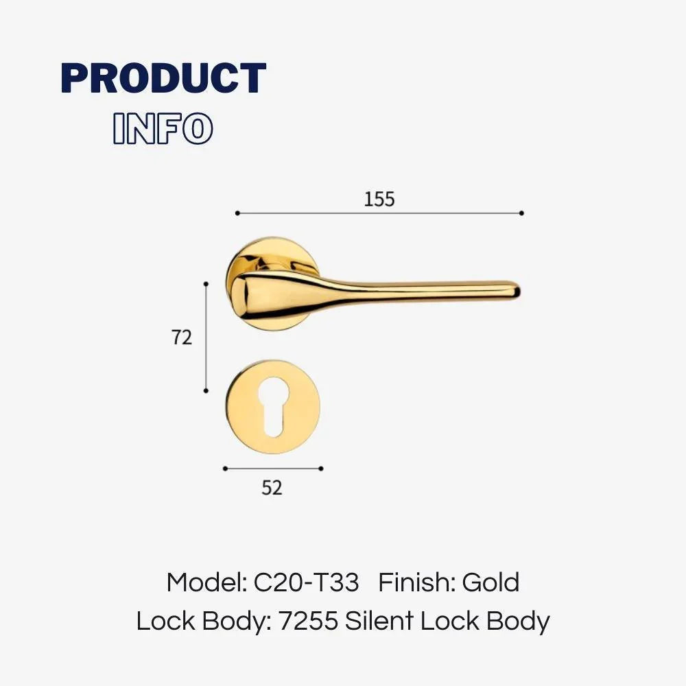 Modern Silent Bedroom Door Handles with Lock