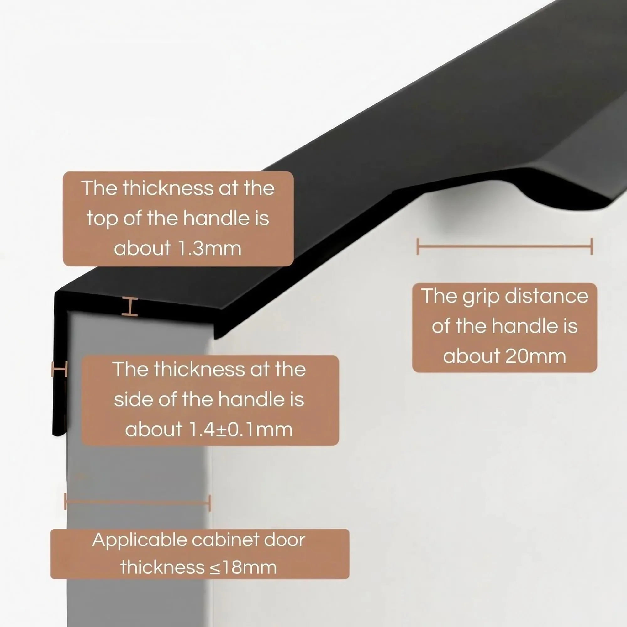F-shaped Invisible Long Cabinet Edge Pulls